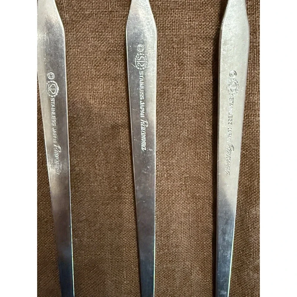 Vtg SRI Ravenna STANLEY ROBERTS Japan Stainless Flatware Butter Knives (3) MCM